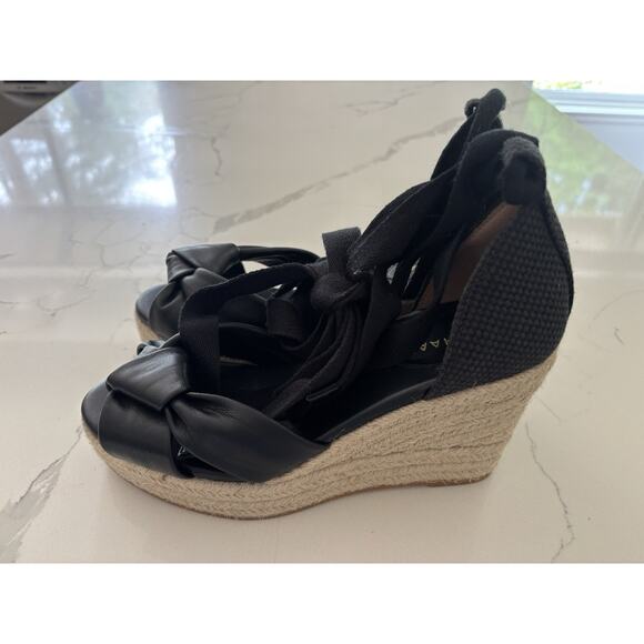 NWOB Cole Haan Cloudfeel Hampton Sandals SZ 8.5 black leather wedge sandals - Picture 3 of 7